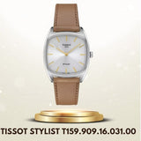 Tissot Stylist Quartz Silver Dial Brown Leather Strap Watch for Women - T159.909.16.031.00 Authentic Buy Shop Now