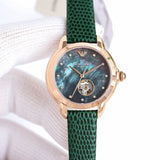 Emporio Armani Mia Meccanico Mother of Pearl Dial Green Leather Strap Watch for Women - AR60073 Buy Now By Emporio Armani