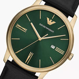 Emporio Armani Minimalist Green Dial Black Leather Strap Watch for Men - AR11601 Buy Now By Emporio Armani