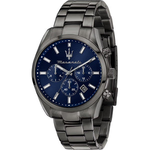 Maserati Attrazione Chronograph Blue Dial Grey Steel Strap Watch for Men - R8853151012 Authentic Buy Shop Now