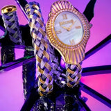 Just Cavalli Twined Mother of Pearl Dial Two Tone Steel Strap Watch for Women  - JC1L305M0055