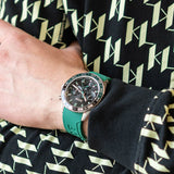 Hugo Boss Runner Chronograph Black Dial Green Silicone Strap Watch for Men - 1514246 Buy Now By Hugo Boss