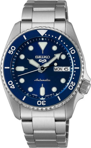 Seiko 5 Sports SKX Street Denim Blue Dial Silver Steel Strap Watch for Men - SRPL77K1 Authentic Buy Shop Now