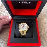 Tissot PR 100 Chronograph White Dial Gold Steel Strap Watch for Men - T150.417.33.031.00 Authentic Buy Shop Now