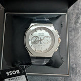 Hugo Boss Taper Chronograph White Dial Silver Steel Strap Watch for Men - 1514087 Authentic Buy Shop Now