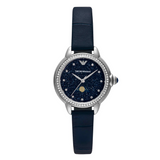 Emporio Armani Mia Moonphase Blue Dial Blue Leather Strap Watch for Women - AR11629 Buy Now By Emporio Armani