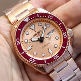 Seiko 5 Sports 55th Anniversary Limited Edition Rose Gold Dial Rose Gold Steel Strap Watch for Men - SRPK08K1 Authentic Buy Shop Now