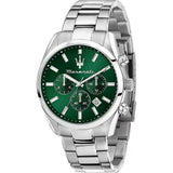 Maserati Attrazione Chronograph Green Dial Silver Steel Strap Watch for Men - R8853151011 Authentic Buy Shop Now