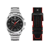 Tissot PR 100 Vuelta Chronograph Black Dial Silver Steel Strap Watch for Men - T150.417.11.051.01 Authentic Buy Shop Now