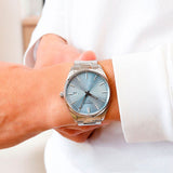 Tissot PR 100 Ice Blue Dial Silver Steel Strap Watch for Men - T150.410.11.351.00 Authentic Buy Shop Now