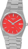 Tissot PRX Quartz Red Dial Silver Steel Strap Watch for Men - T137.410.11.421.00 Authentic Buy Shop Now