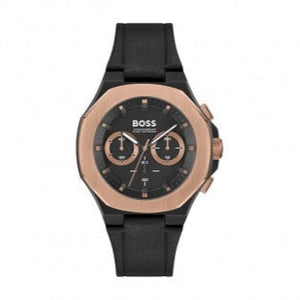 Hugo Boss Taper Chronograph Black Dial Black Leather Strap Watch for Men - 1514089 Authentic Buy Shop Now