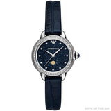 Emporio Armani Mia Moonphase Blue Dial Blue Leather Strap Watch for Women - AR11629 Buy Now By Emporio Armani