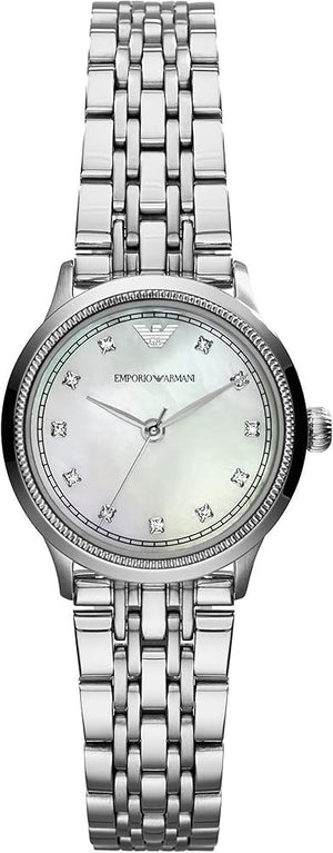 Emporio Armani Alpha Mother of Pearl Dial Silver Steel Strap Watch for Women - AR1803 Buy Now By Emporio Armani