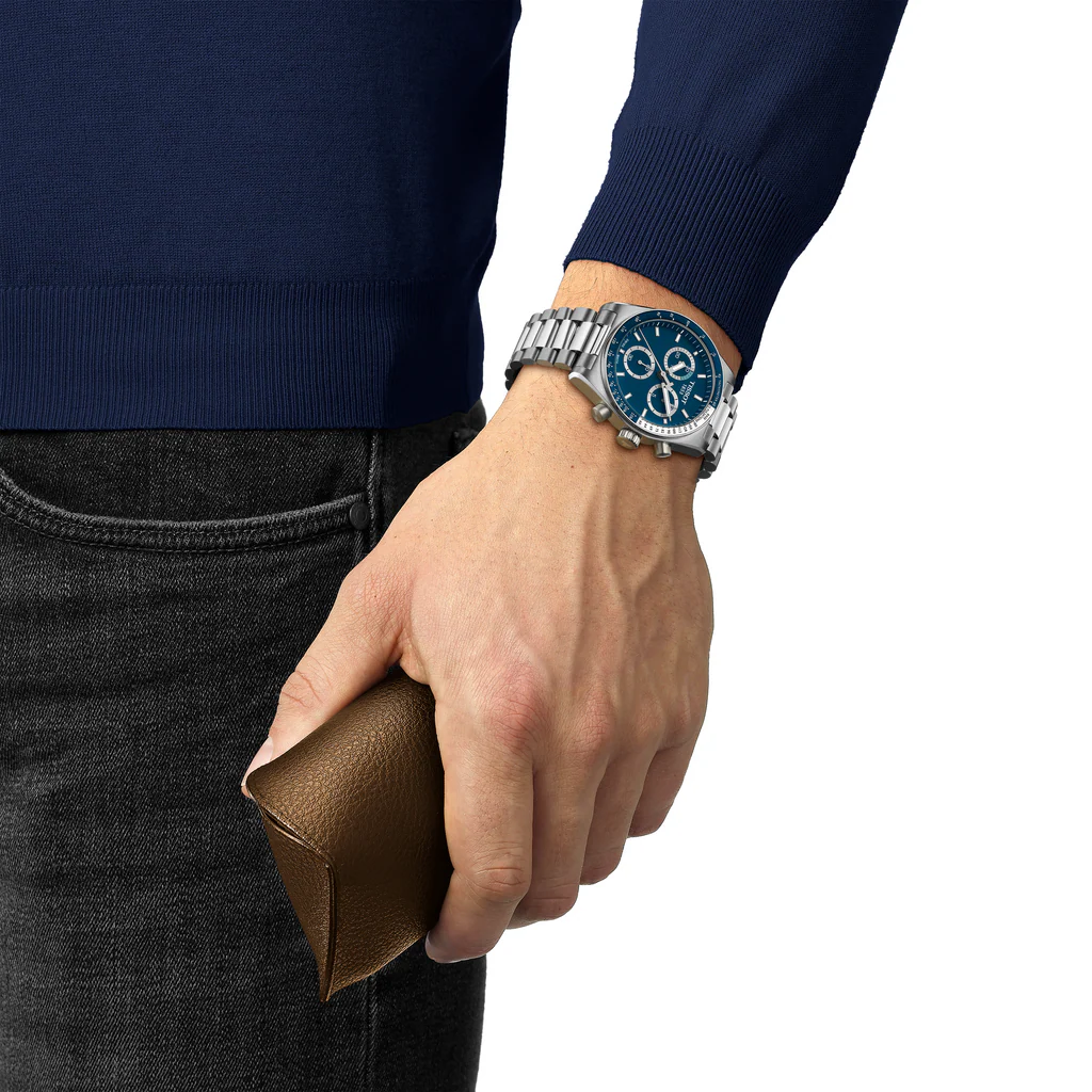 Tissot PR516 Chronograph Blue Dial Silver Steel Strap Watch for Men - T149.417.11.041.00 Authentic Buy Shop Now