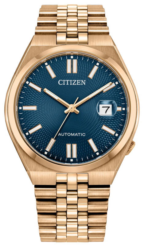 Citizen Tsuyosa 60 Automatic Blue Dial Rose Gold Steel Strap Watch for Men - NK0023-57L Authentic Buy Shop Now