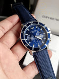 Emporio Armani World Explorer Chronograph Blue Dial Blue Nylon Strap Watch for Men - AR11588 Buy Now By Emporio Armani