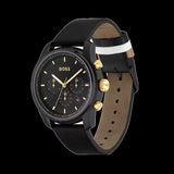 Hugo Boss Trace Chronograph Black Dial Black Leather Strap Watch for Men - 1514003 Authentic Buy Shop Now