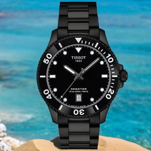 Tissot Seastar 1000 Quartz Black Dial Black Steel Strap Watch for Men - T120.410.33.051.00 Authentic Buy Shop Now