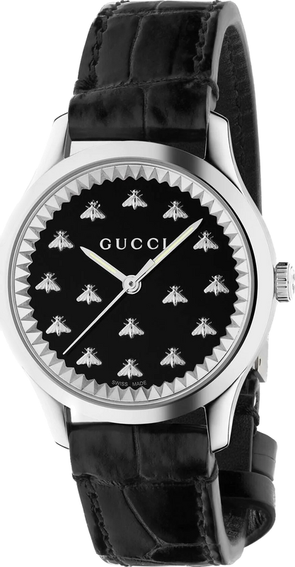 Gucci G Timeless Black Dial Black Leather Strap Watch for Women - YA1265055 Authentic Buy Shop Now