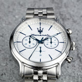 Maserati Epoca Chronograph White Dial Silver Steel Strap Watch for Men - R8873618034 Authentic Buy Shop Now