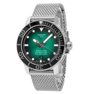 Tissot Seastar 1000 Powermatic 80 Automatic Green Dial Silver Mesh Strap Watch for Men - T120.407.11.091.00 Authentic Buy Shop Now