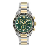 Versace Greca Dome Chronograph Green Dial Two Tone Steel Strap Watch for Men - VE6K00423 Buy Now By Versace