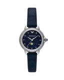 Emporio Armani Mia Moonphase Blue Dial Blue Leather Strap Watch for Women - AR11629 Buy Now By Emporio Armani
