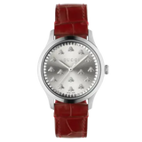Gucci G Timeless Quartz Silver Dial Maroon Leather Strap Watch for Women - YA1265057 Authentic Buy Shop Now