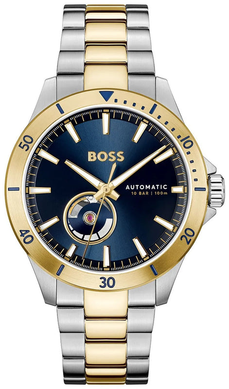 Hugo Boss Troper Chronograph Automatic Blue Dial Two Tone Steel Strap Watch for Men - 1514201 Authentic Buy Shop Now