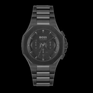 Hugo Boss Taper Chronograph Black Dial Black Steel Strap Watch for Men - 1514088 Authentic Buy Shop Now