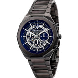 Maserati Stile Skeleton Chronograph Blue Dial Grey Steel Strap Watch for Men - R8873642012 Authentic Buy Shop Now