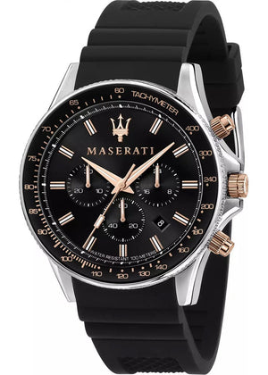 Maserati SFIDA Chronograph Black Dial Black Silicone Strap Watch for Men - R8871640005 Authentic Buy Shop Now