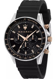 Maserati SFIDA Chronograph Black Dial Black Silicone Strap Watch for Men - R8871640005 Authentic Buy Shop Now