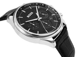 Hugo Boss Gregor Chronograph Black Dial Black Leather Strap Watch for Men - 1514049 Authentic Buy Shop Now