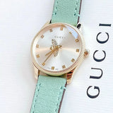 Gucci G Timeless Silver Dial Green Leather Strap Watch for Women - YA1265040 Authentic Buy Shop Now
