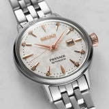 Seiko Presage Cocktail Time Skydiving Automatic Diamonds Mother of Pearl Dial Silver Steel Strap Watch for Women - SRE009J1 Authentic Buy Shop Now