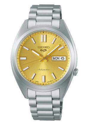 Seiko 5 Sports Automatic Gold Dial Silver Steel Strap Watch for Men - SRPL59K1 Authentic Buy Shop Now