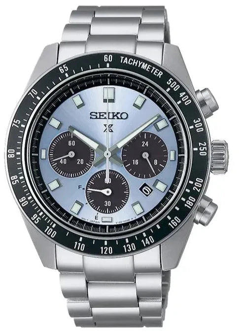 Seiko Prospex Speedtimer 41.4 Solar Chronograph Blue Dial Silver Steel Strap Watch for Men - SSC935 Buy Now By Seiko