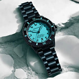 Emporio Armani Sea Explorer Turquoise Blue Dial Black Steel Strap Watch for Men - AR60084 Buy Now By Emporio Armani