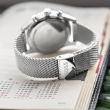 Hugo Boss Skytraveller Chronograph Blue Dial Silver Mesh Strap Watch for Men - 1514149 Buy Now By Hugo Boss