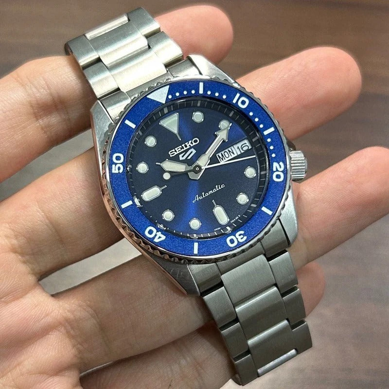 Seiko 5 Sports SKX Street Denim Blue Dial Silver Steel Strap Watch for Men - SRPL77K1 Authentic Buy Shop Now