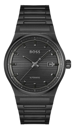 Hugo Boss Candor Automatic Black Dial Black Steel Strap Watch for Men - 1514120 Authentic Buy Shop Now