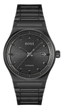 Hugo Boss Candor Automatic Black Dial Black Steel Strap Watch for Men - 1514120 Authentic Buy Shop Now
