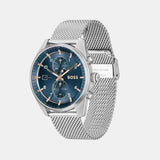 Hugo Boss Skytraveller Chronograph Blue Dial Silver Mesh Strap Watch for Men - 1514149 Buy Now By Hugo Boss