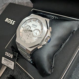 Hugo Boss Taper Chronograph White Dial Silver Steel Strap Watch for Men - 1514087 Authentic Buy Shop Now