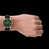 Emporio Armani Minimalist Green Dial Black Leather Strap Watch for Men - AR11601 Buy Now By Emporio Armani