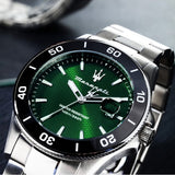 Maserati Competizione Green Dial Silver Steel Strap Watch for Men - R8853100038 Authentic Buy Shop Now