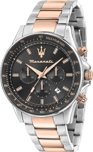 Maserati SFIDA Chronograph Grey Dial Two Tone Steel Strap Watch for Men - R8873640021 Authentic Buy Shop Now