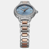 Emporio Armani Three Hand Blue Dial Two Tone Steel Strap Watch for Women - AR11597 Buy Now By Emporio Armani